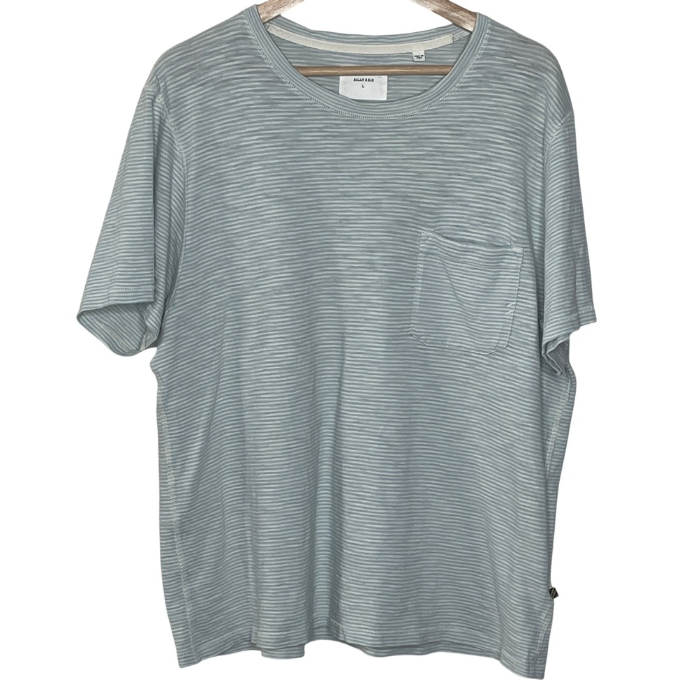 Billy Reid‎ Mens Striped Pocket T Shirt  Size L Cotton Casual Short Sleeve